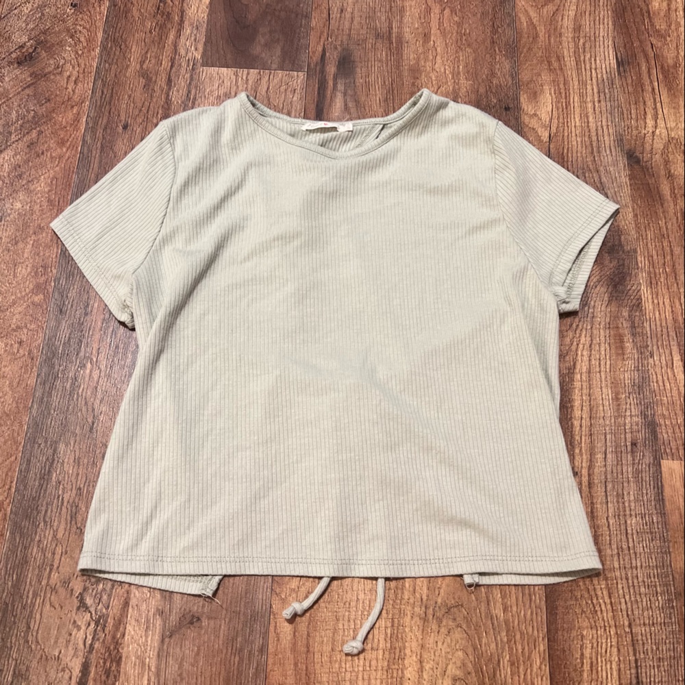 Open Tie Back Crop Top Pastel Green